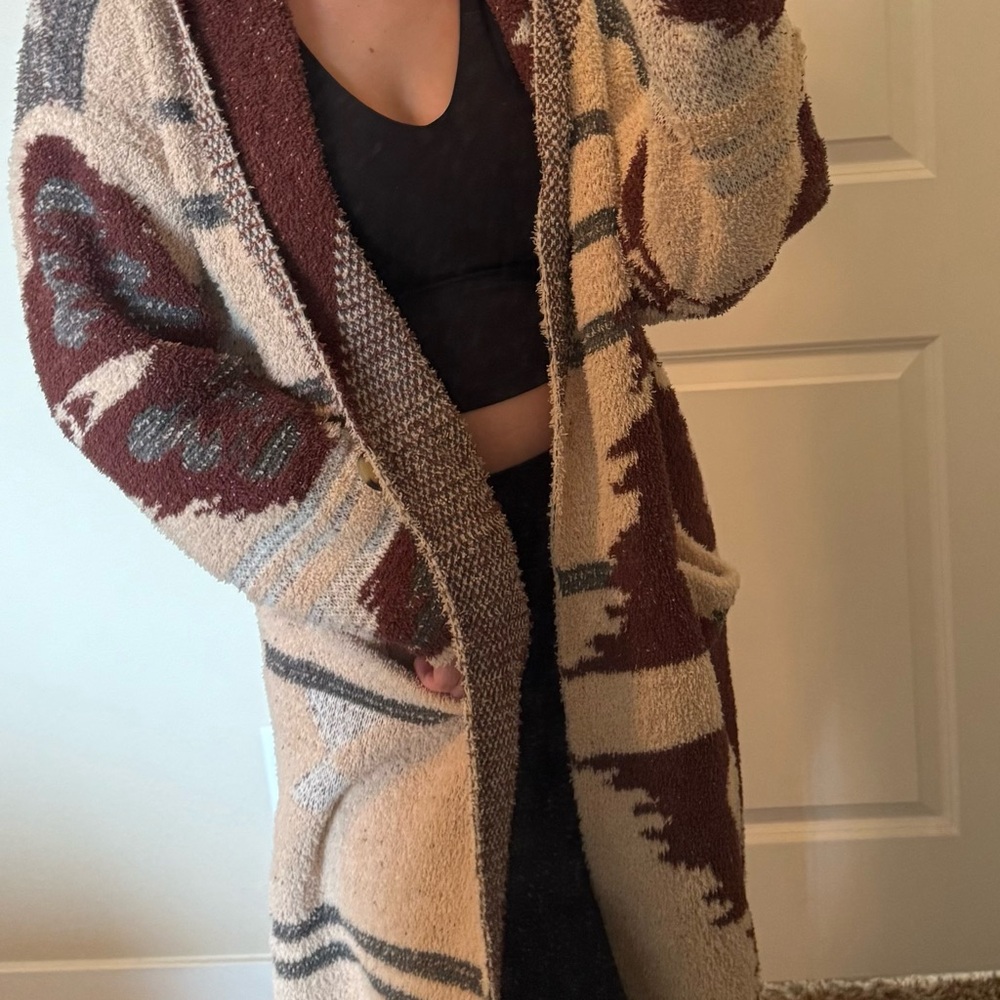 Cozy Patterned Open-Front Sweater - image 1